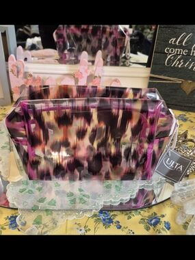 ULTA Beauty Pink Leopard Print Makeup Organizer